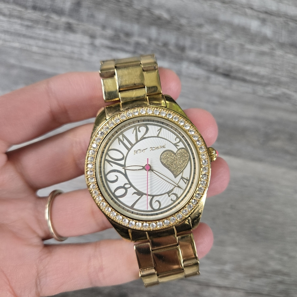 Betsey Johnson Gold Watch with Crystal Heart